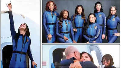 Katy Perry kisses Earth, Amazon founder Jeff Bezos hugs fiancee Lauren Sanchez as Blue Origin Rocket returns from Space